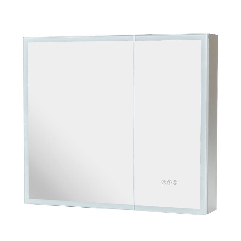 Wall Mounted Medicine Cabinet Bathroom Cabinet Jewelry Organizer with Bluetooth Dual Speakers Adjustable Glass Shelves