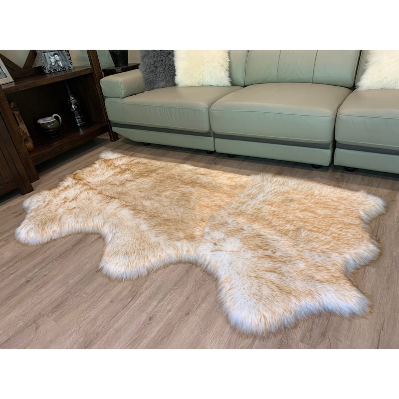 Ovella Home Premium Luxurious Faux Sheepskin 3-Pelt Plush Shag Area Rug - 3' x 5'6' - 3' x 6'