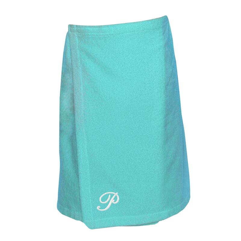 Authentic Hotel and Spa Turkish Cotton Terry Monogrammed Aqua Green Women's Spa and Shower Towel Wrap - Aqua/P