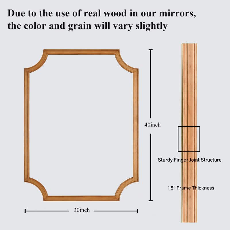 Full Scalloped Corners Arch Farmhouse Style Rectangle Wall Mirror with Wood Frame