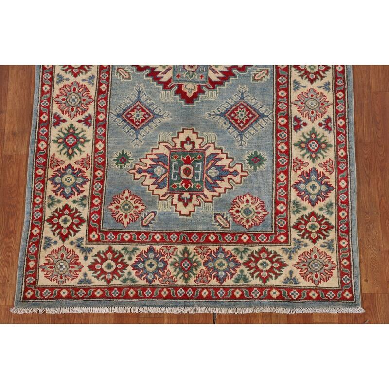 Kazak Rug Handmade Oriental Blue Wool Carpet - 3'10" x 6'0"