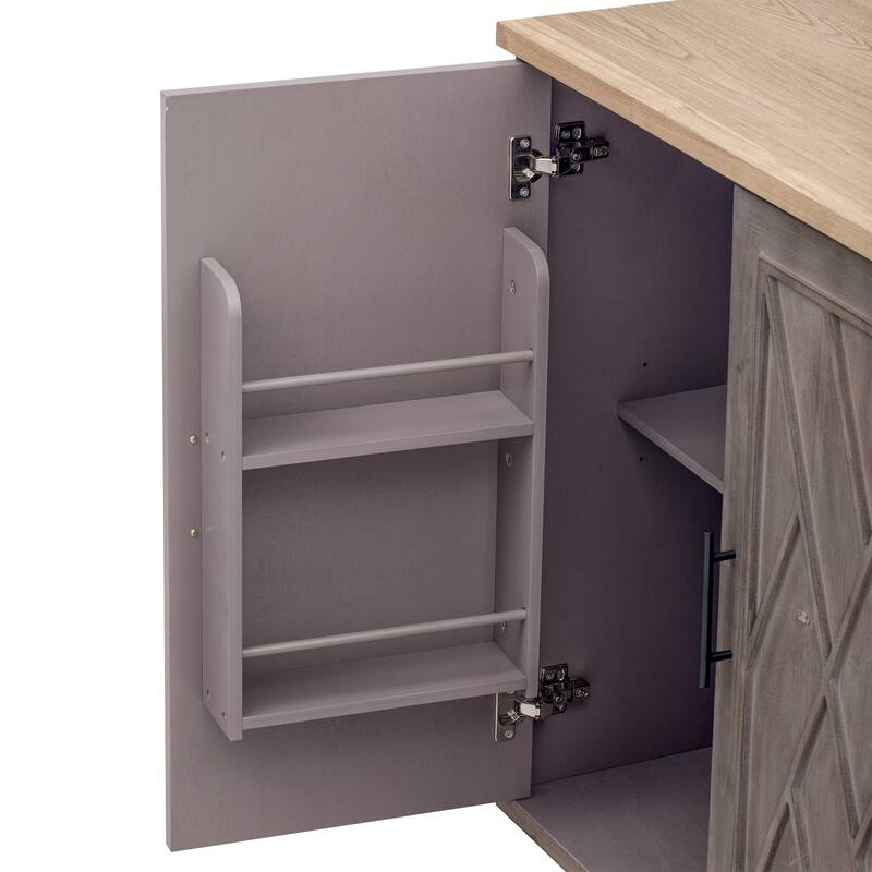 Kitchen Island with Drop Leaf and Towel Rack