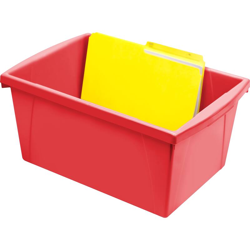 Storex Medium Classroom Storage Bin, Red, Pack of 2