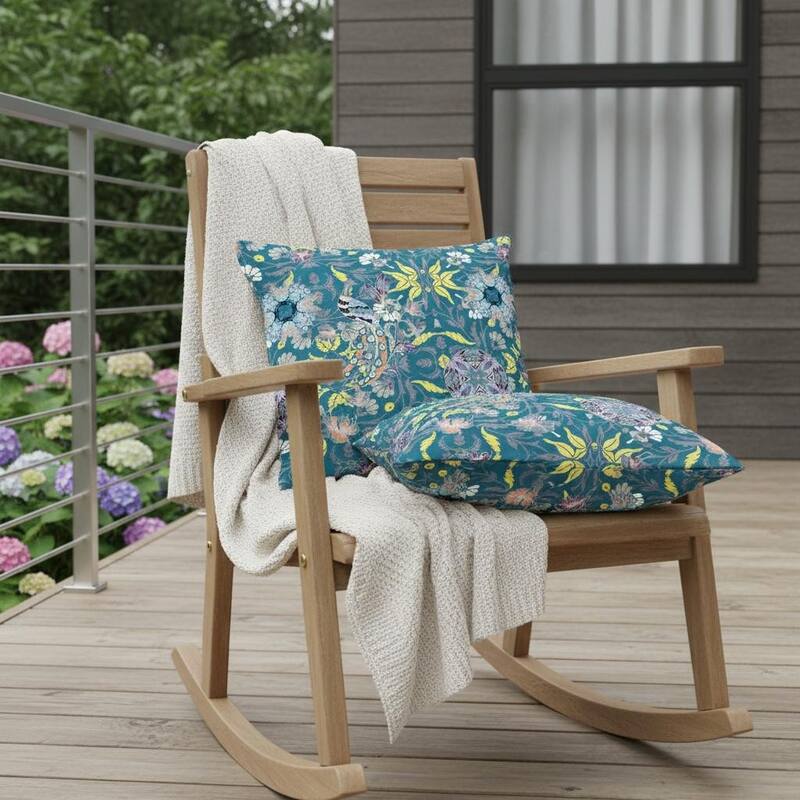 HomeRoots Set of Two 16" X 16" Green and Yellow Peacock Blown Seam Eclectic Indoor Outdoor Throw Pillow - Green/Yellow - 16.00' X '16.00' X '5.00