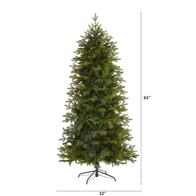 7ft. Fir Natural-Look Artificial Christmas Tree with 1894 Branches - Elegant Seasonal Holiday X-Mas Glow