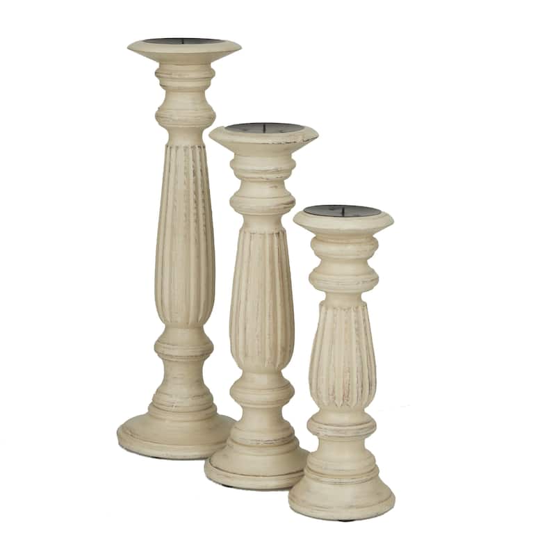 Mango Wood Candle Holder - Set of 3 Dark Brown or Beige - Roche River Decor