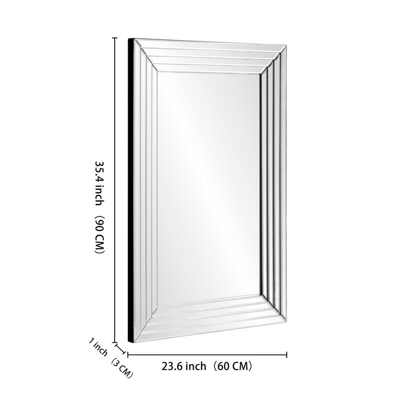 Modern Wall Mirror Silver Rectangular Mirror