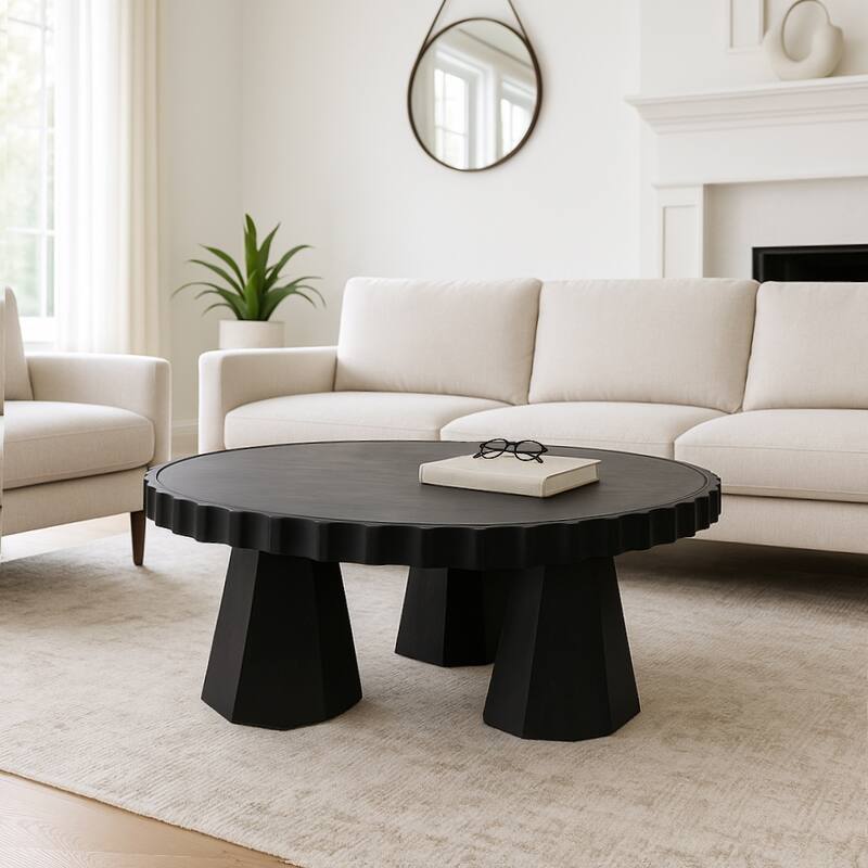 Metallic Marble and Wood Table for Home Decor - Black