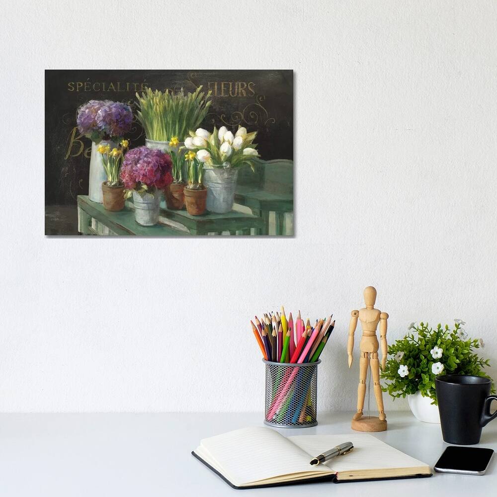 iCanvas "Les Fleurs Printemps On Black" by Danhui Nai Canvas Print