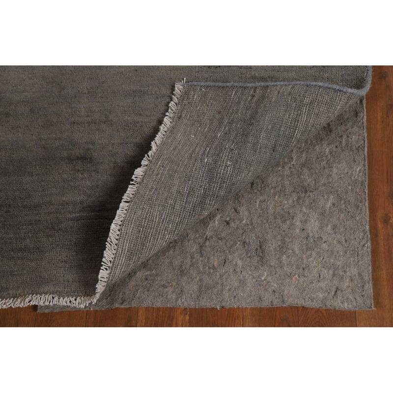 Solid Gray Gabbeh Modern Foyer Rug Hand-Knotted Wool Carpet - 3'3"x 4'10"