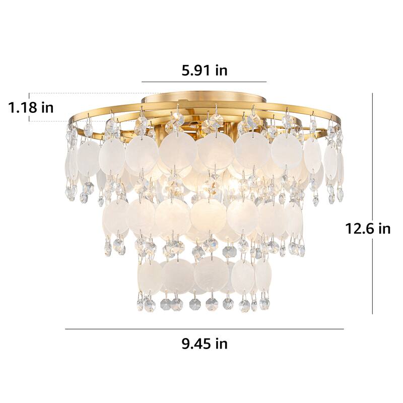 Starsky Coastal 3-Light Tiered Shell Flush Mount