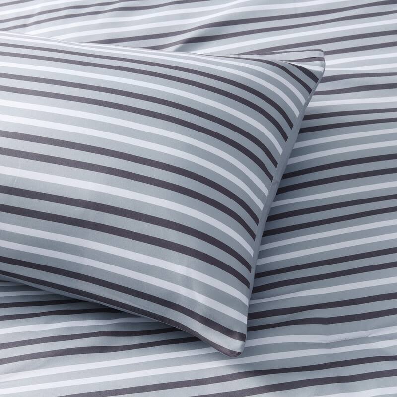 Year-Round Printed Stripe Microfiber Comforter Set