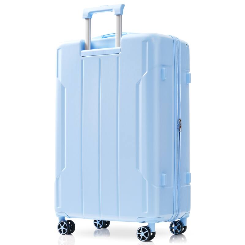 Hardshell Luggage, Lightweight Durable ABS Suitcases with Double Wheels - Light Blue