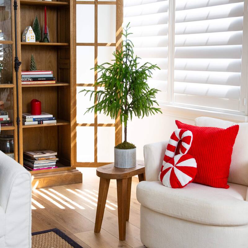 3-ft Artificial Real Touch Norfolk Island Pine in Metal Planter