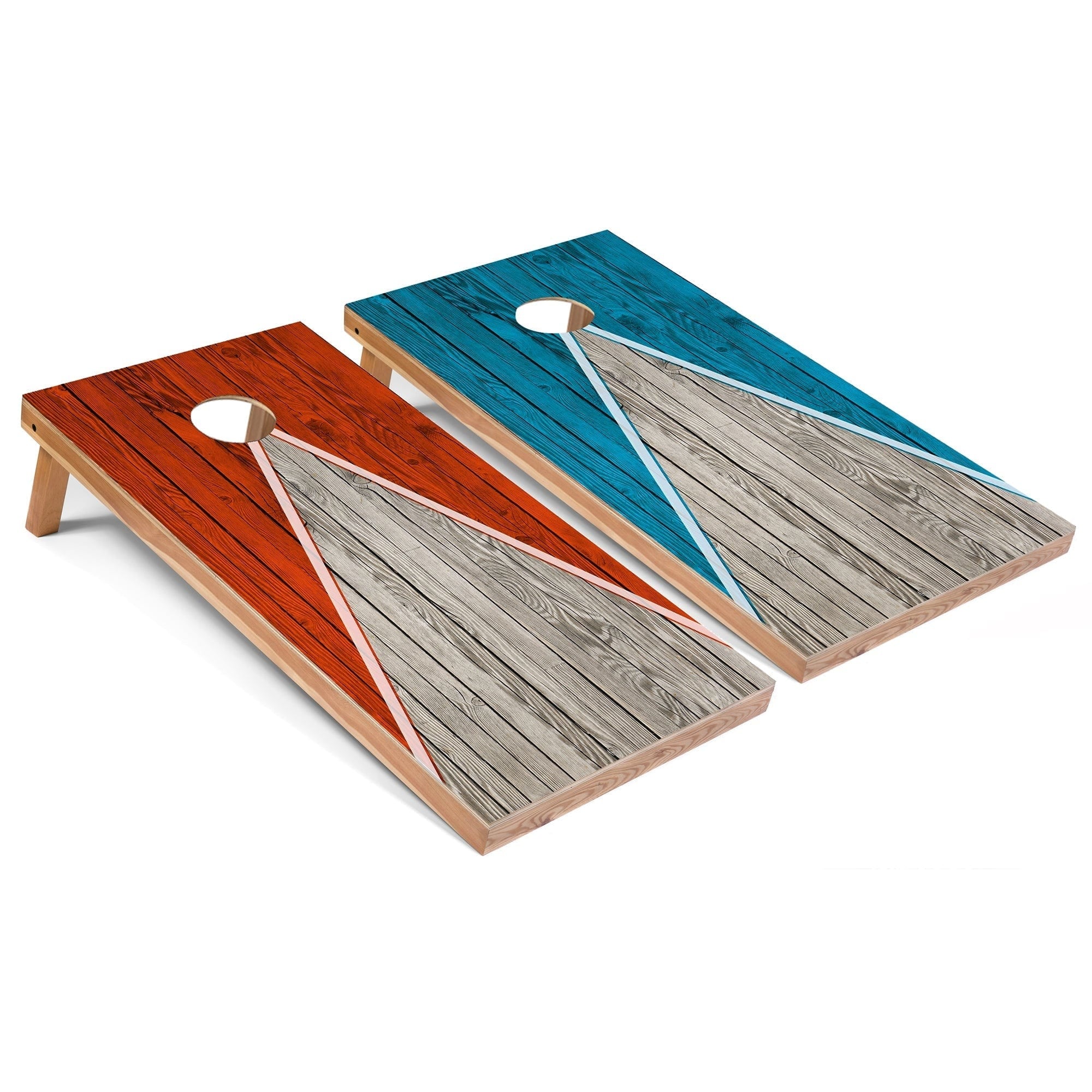 Orange and Turquoise Pyramid Cornhole Board Set