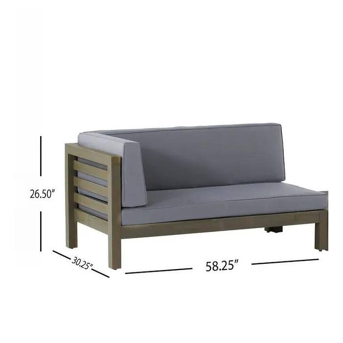 Roomfitters Left Corner Bench with Coffee Table, Outdoor Wooden Patio Sofa with Cushions for Garden or Porch