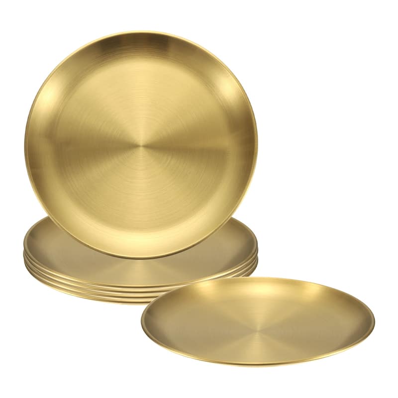 6pcs Stainless Steel Dinner Plate Metal Dish Plate