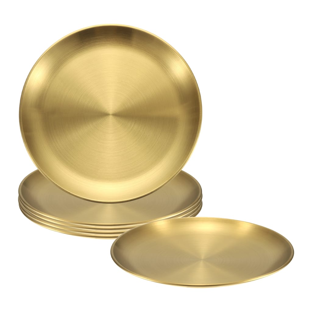 6pcs Stainless Steel Dinner Plate Metal Dish Plate
