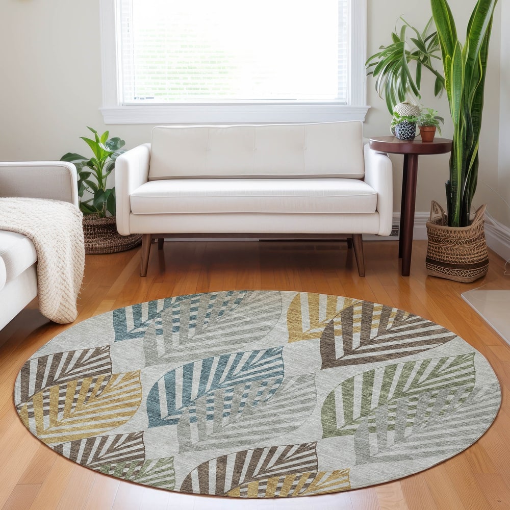 Premium Washable Super Soft Farmhouse Leaves Mayfield Rug