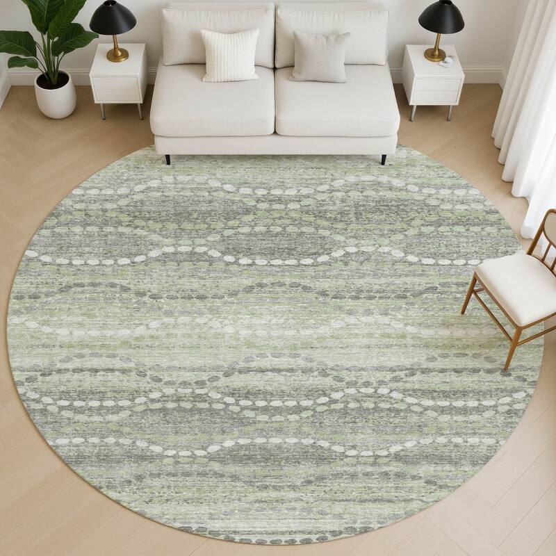 Premium Washable Super Soft Pixy Stripes Mayfield Rug - Green - 8' x 8'