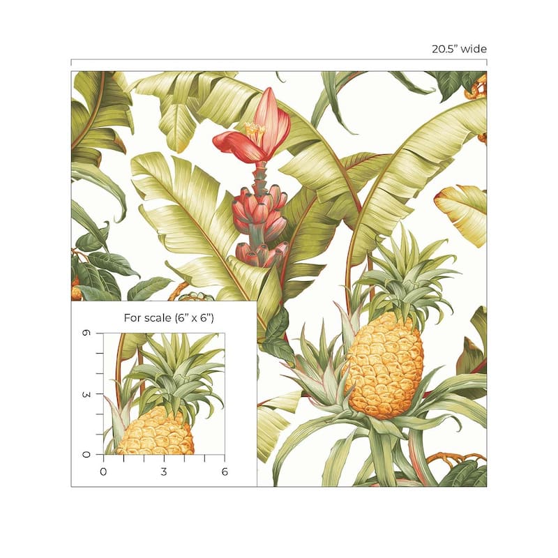 NextWall Pineapple Floral Peel and Stick Wallpaper