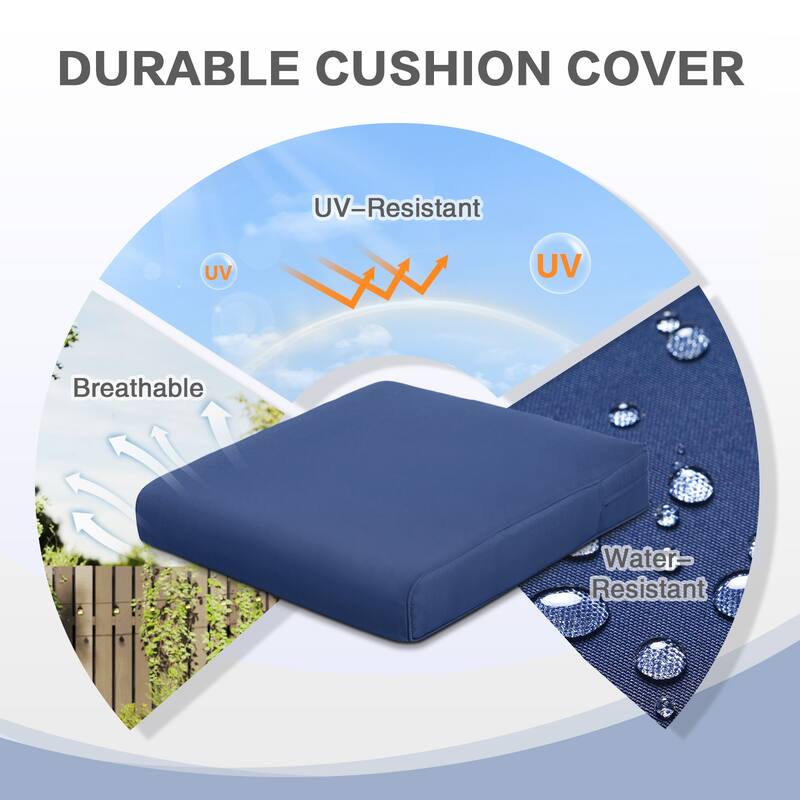 Aoodor Outdoor Removable Chair Cushion with Hidden Zipper（Set of 2）