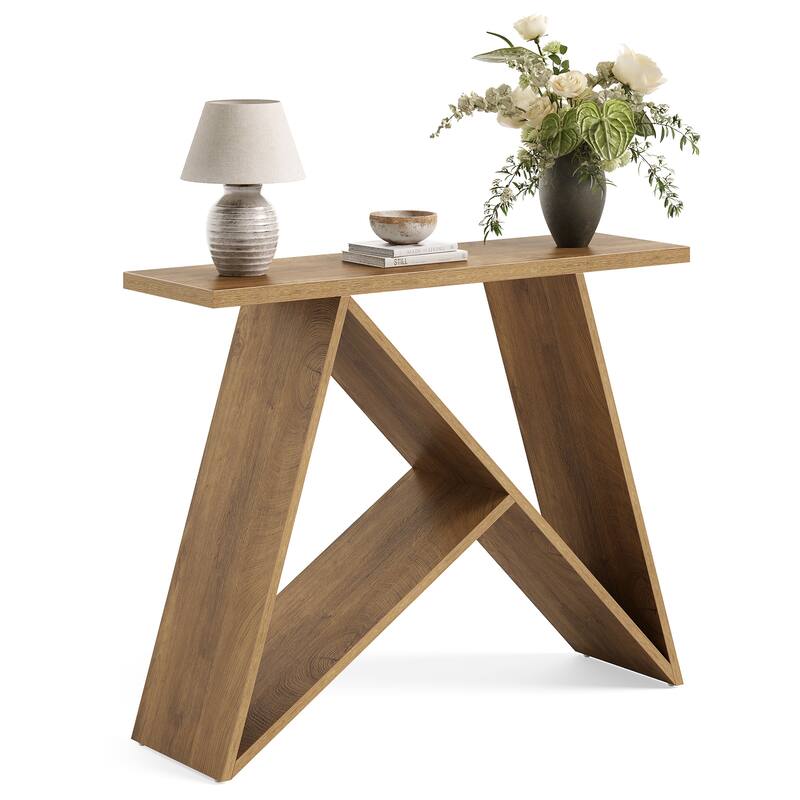 41.3 Inch Console Table, Modern Entryway Table with Geometric Base
