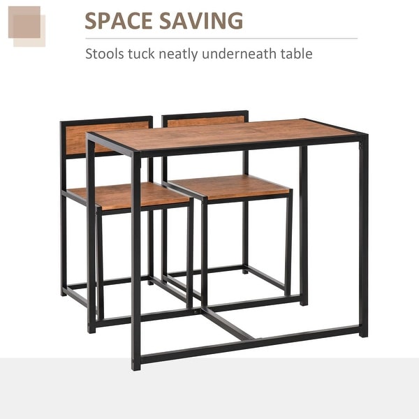 HOMCOM Industrial 3-Piece Dining Table and 2 Chair Set for