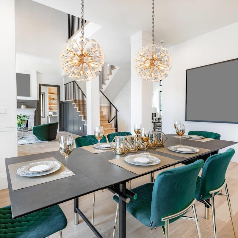 Modern Glam 6-Light Unique Globe Flower Chandelier Ambiance Ceramic Kitchen Island Pendant for Dining Room - D 18''