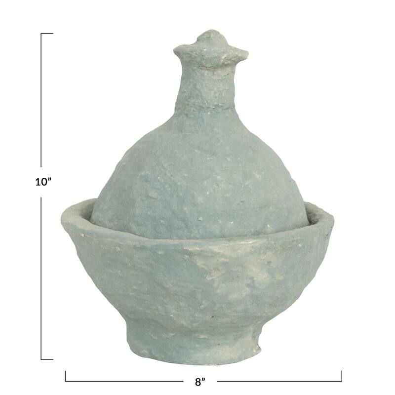 Decorative Handmade Paper Mache Dish with Lid
