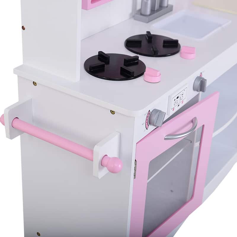Goplus Kids Wood Kitchen Toy Cooking Pretend Play Set Toddler Wooden - See Details
