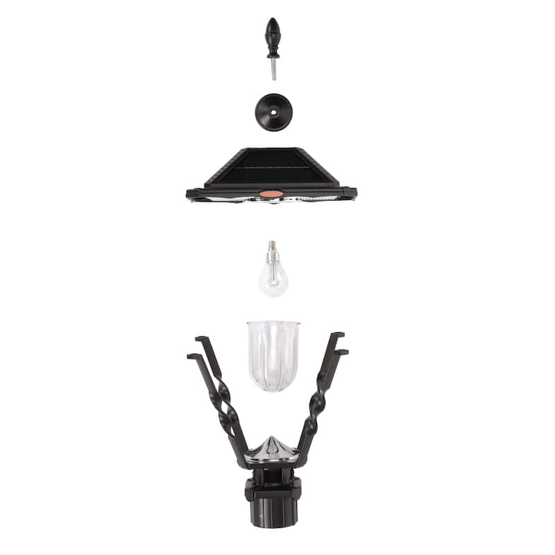 Spiral Frame Black Modern Solar Warm White LED Post Light (Head Only)
