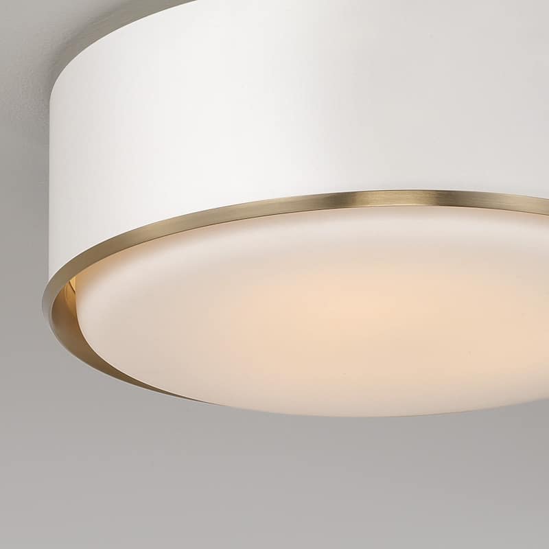 15"W x 6"H 3-Light Semi Flush Mount with Matte Brass Details and Frosted White Diffuser - 15.5"W x 5.75"H