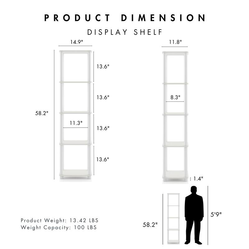 DH BASIC Modern Wood Shelving Unit with storage - Tier Shelves, Cube Ladder Shelf by Denhour