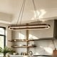 preview thumbnail 7 of 11, Rennnsan 39.4" Modern Wood Oval Dimmable LED Pendant Light for Dining Room - 1 Light