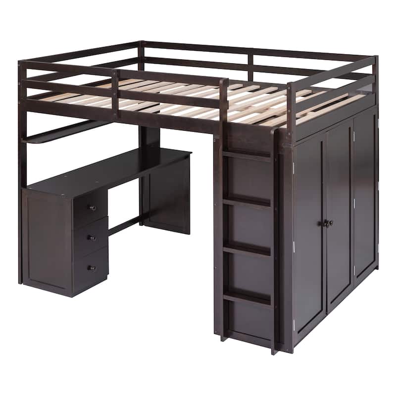 Loft Bed with Drawers,Desk,and Wardrobe