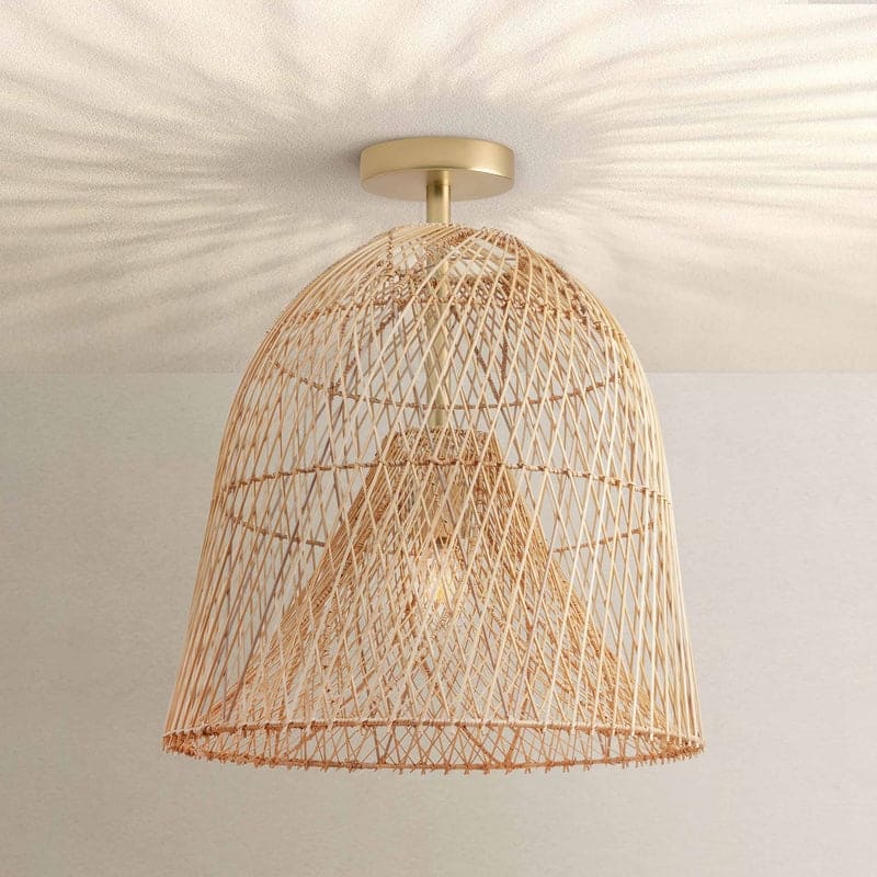 Santa Barbara Rattan Flush Mount - Rattan Natural Handwoven Ceiling Light for Living Room or Hallway in Modern, Farmhouse Style
