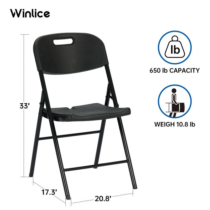 Ukuowu Durable Sturdy Plastic Folding Chair 650lb. Capacity for Events Office Wedding Party Picnic Kitchen Dining