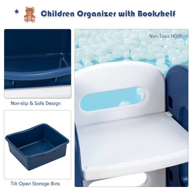 Kids Toy Storage Organizer with Bins and Multi-Layer Shelf for Bedroom Playroom - 44" x 14" x 36"(L x W x H)