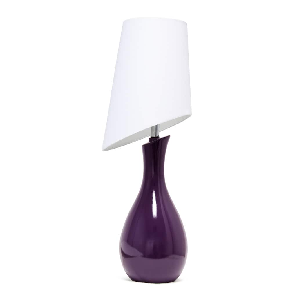 29 in. Eggplant Purple Finish Table Lamp with White Shade, Sturdy Table Lamp for Living Rooms and Bedrooms