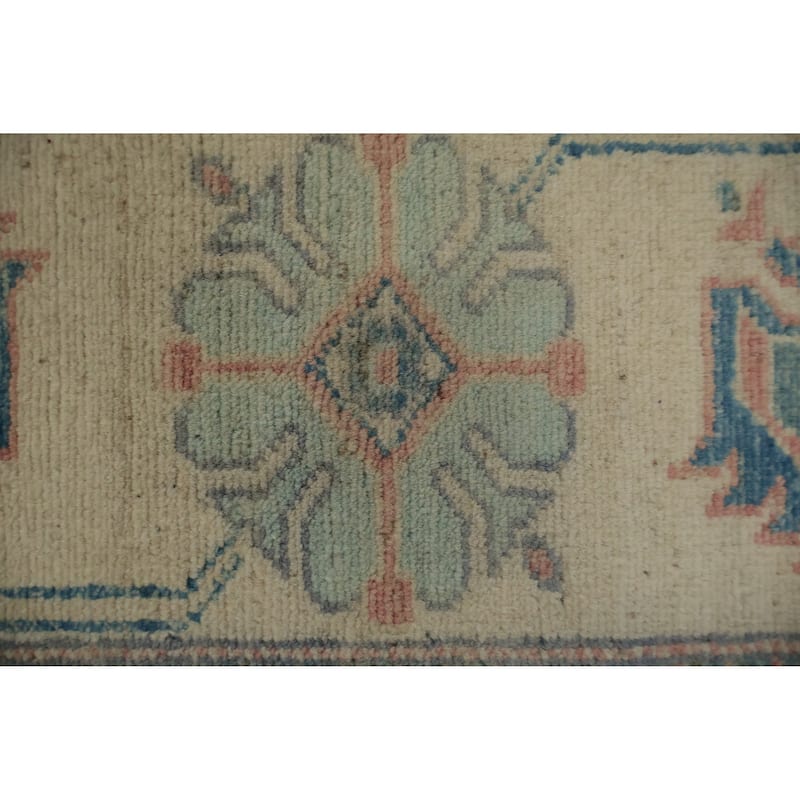 Hand Knotted Oriental 100% Wool Carpet Traditional Geometric Coral Kazak Area Rug - 9' 7'' X 8' 3''