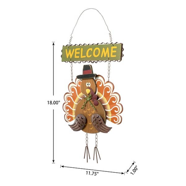 dimension image slide 2 of 6, Glitzhome Thanksgiving Wooden Turkey Table Decor Wall Hanging Signs