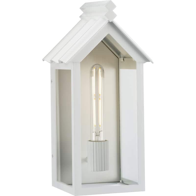 POINT DUME® Dunemere Shelter White Outdoor Wall Lantern with DURASHIELD - 8 in x 7.125 in x 16 in - 8 in x 7.125 in x 16 in