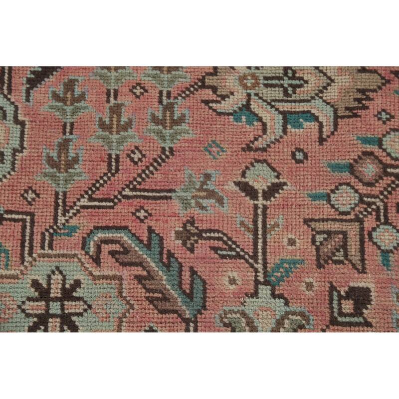 Geometric Tabriz Persian Vintage Area Rug Handmade Pink Wool Carpet - 6'5"x 9'8"
