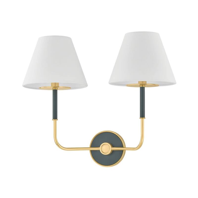 Hudson Valley Lighting MDS2201 Wedgewood 2 Light 16" Tall Wall Sconce - Aged Brass / Soft Studio Green