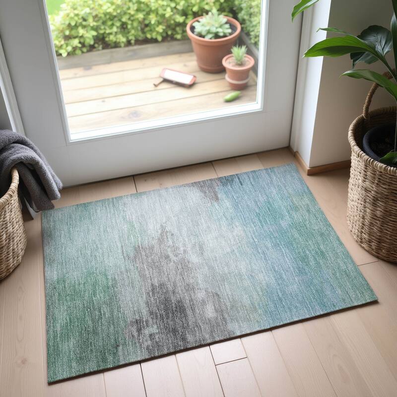 Premium Washable Super Soft Abstract Ombre Mayfield Rug - Seafoam - 1'8" x 2'6"
