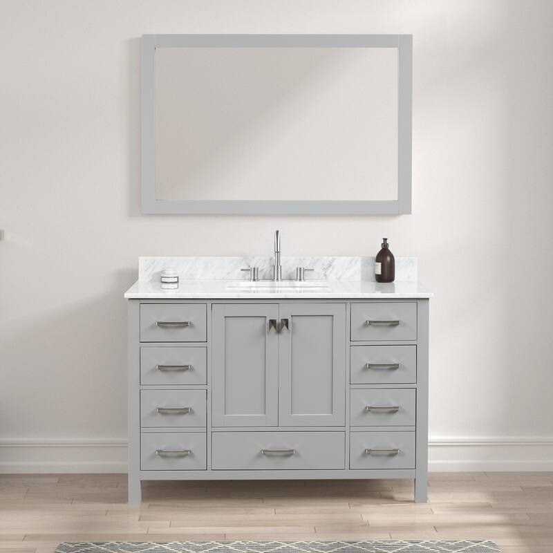 Blossom Geneva 48 Inch Bathroom Vanity with Marble Top, Sink & Mirror - MetalGrey