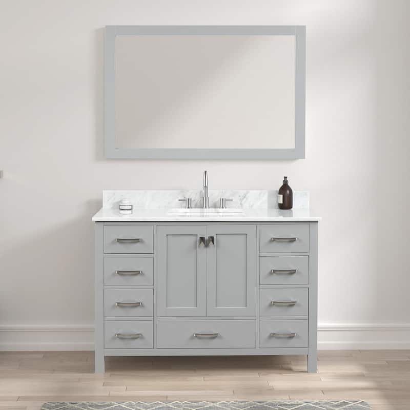 Blossom Geneva 48" Freestanding Bathroom Vanity with Marble Top & Sink - MetalGrey