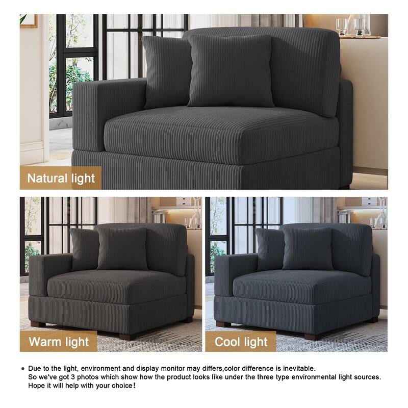 Corduroy Armchair Sofa Corner Chairs With Pillows