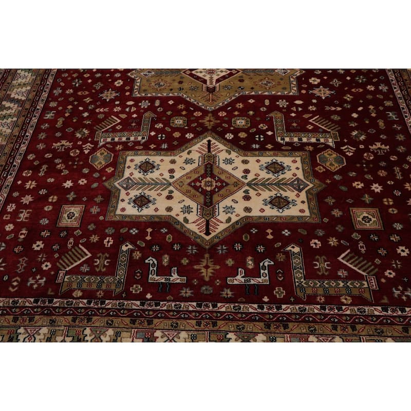 9x11'9'' Hand Knotted New Zewland Wool Burgundy Silky Sheen Area Rug - 9' x 11' 9''